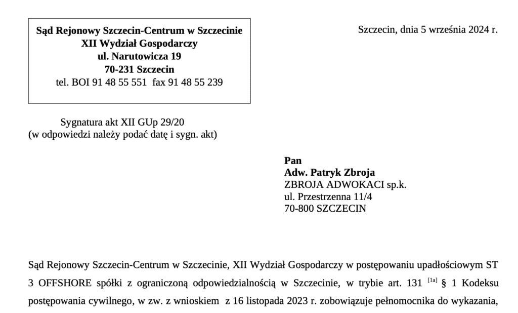 Pracownicy ST3 Offshore w upadłości zostali zaspokojeni